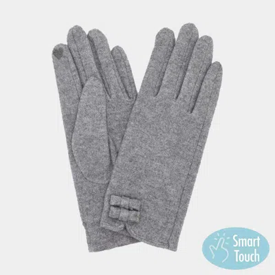 Fashnzfab Two Mini Bow Accent Soft Smart Touch Winter Gloves In Pink