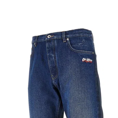 Off-white Off White Jeans With Embroidered Logo In Blue