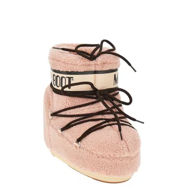 Moon Boot Icon Low Fleece Pink Snow Boot In Neutral