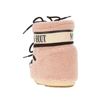 Moon Boot Icon Low Fleece Pink Snow Boot In Neutral