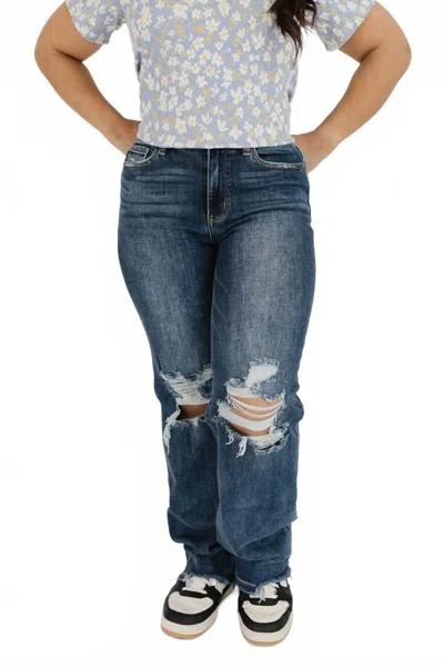 Judy Blue Revere Beach Destroyed Hem Jean In Dark Wash In Blue