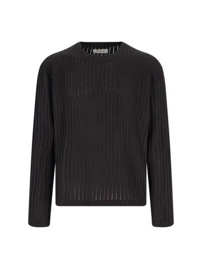 Mfpen Classic Knit Brown Sweater With Ribbed Details In Black
