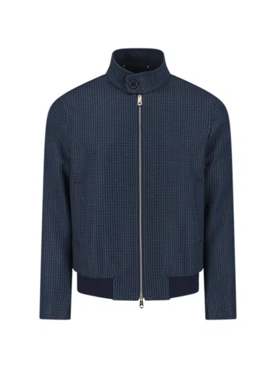 Paul Smith Modern High Collar Jacket With Snap Detail In Blue