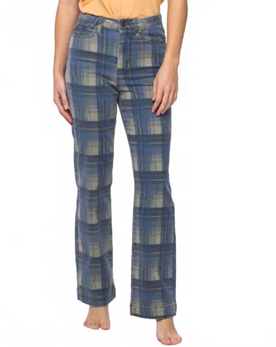 Judy Blue High Waist Plaid Vintage Look Straight Leg Jeans In Blue In Multi