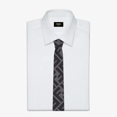 Fendi Ff Printed Pointed-tip Tie In Gray