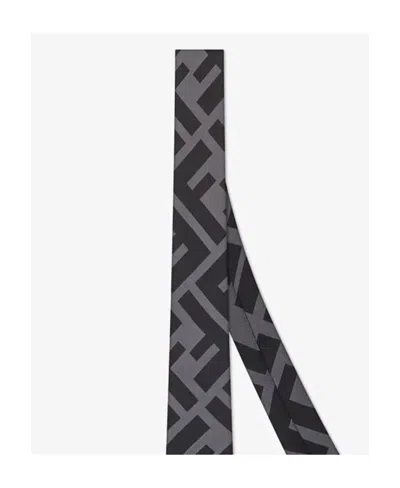 Fendi Ff Printed Pointed-tip Tie In Gray