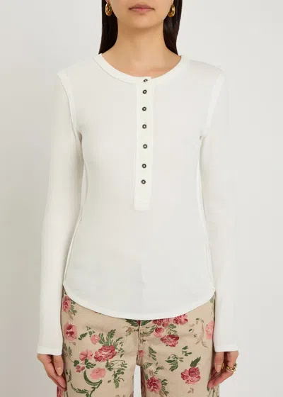 Free People Jamie Henley Ribbed Stretch-cotton Top In White