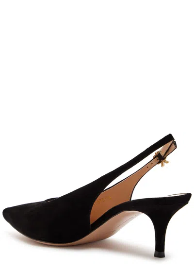 Gianvito Rossi Robbie 55 Suede Slingback Pumps In Black