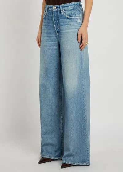 Rag & Bone Miramar Sofie Jeans-print Terry Trousers In Blue