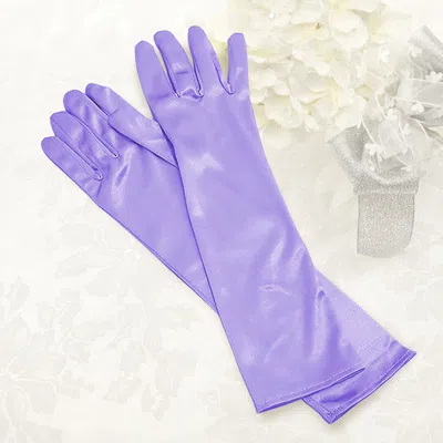 Fashnzfab Medium Satin Wedding Gloves In Purple