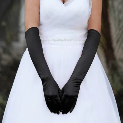 Fashnzfab Dressy Satin Wedding Gloves In Black