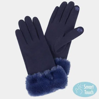 Fashnzfab Faux Fur Wrist Smart Gloves In Blue