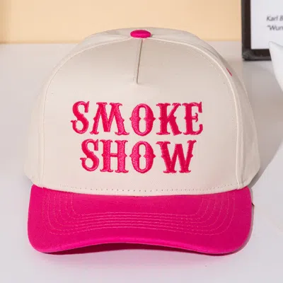 Fashnzfab Smoke Show Message Embroidered Five Panel Canvas Snapback Baseball Cap In Neutral