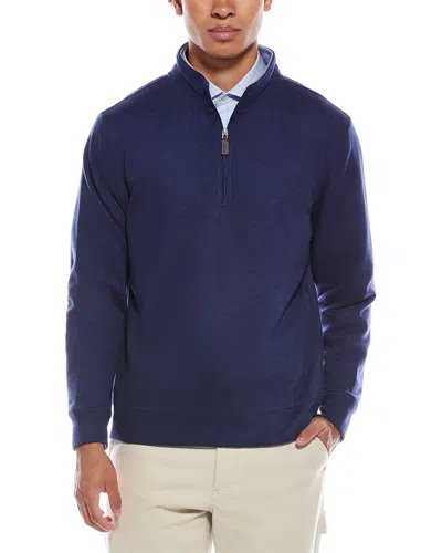 Tailorbyrd French Rib 1/4-zip Mock Neck Pullover In Blue
