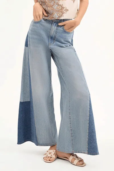 Veronica Beard Vicki Patchwork Wide-leg Jeans In Wanderer Undone In Multi