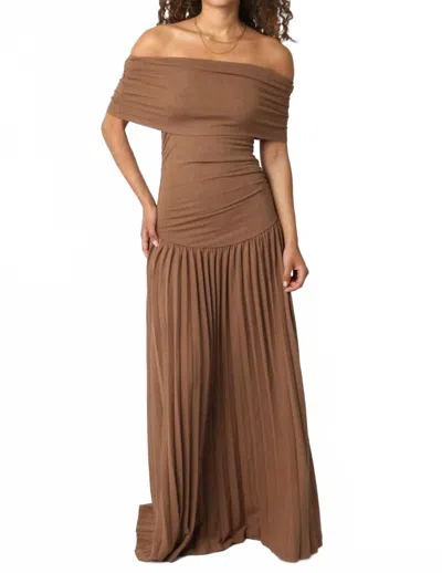 Olivaceous Drop Waist Maxi Dress In Mocha In Brown