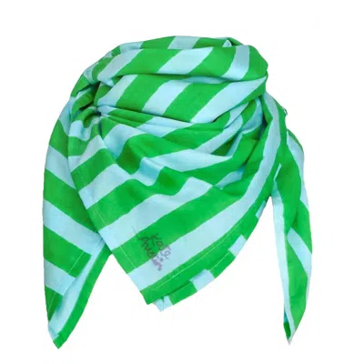 Kate Austin Women's Peggy Square Scarf In Garden Cabana Stripe In Green