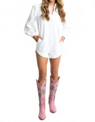 Karlie Denim Playsuit Romper In Ivory In White