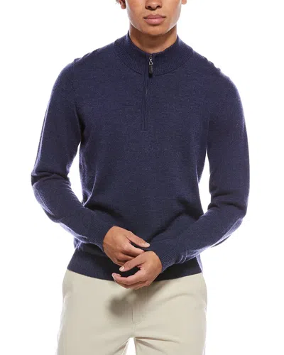 Mette Merino Wool 1/4-zip Mock Neck Sweater In Blue