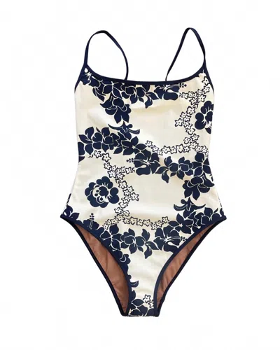 Nu Swim Women's Noodle One Piece Suit In Cream/black Hibiscus In Neutral