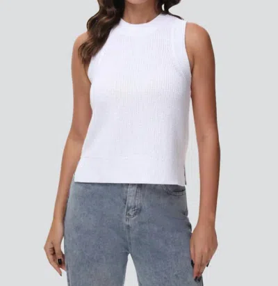 525 America Demi High Crew Neck Tank In White In White