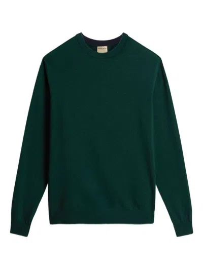 Woolrich Classic Crew Neck Wool Sweater In Deep Green In Green
