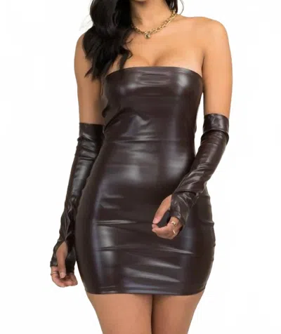 Nothing But Sexy Alana Vegan Leather Bodycon Dress In Black In Black