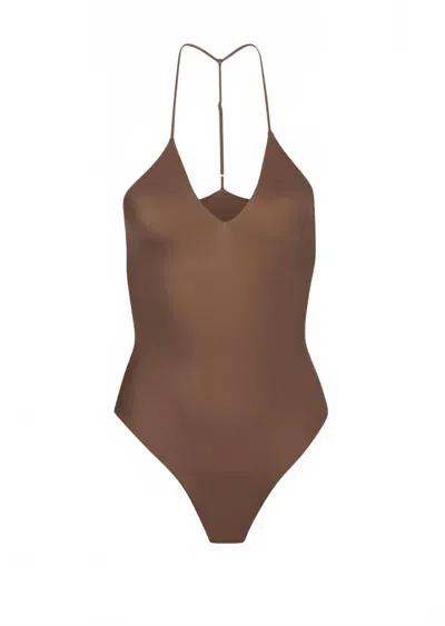 Dos Gardenias Women's Bella Halter One Piece In Earth In Brown