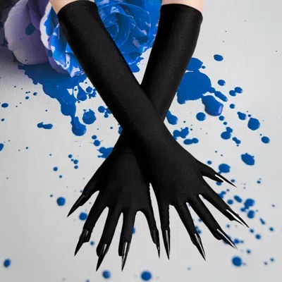 Fashnzfab Long Nails Claws Gloves In Blue