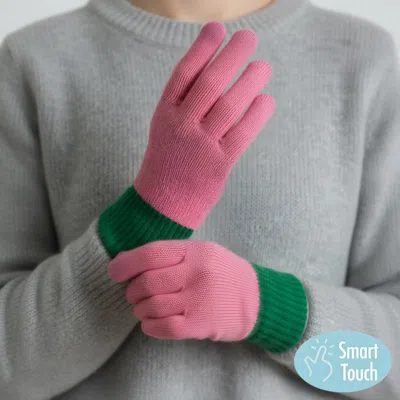 Fashnzfab Two Toned Knit Smart Touch Gloves In Multi