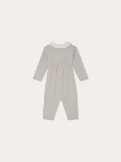 Bonpoint Embroidered-collar Cotton Romper In Neutral