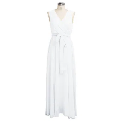 Fatuov Women's Sleeveless V-neck Maxi Dress In White In White