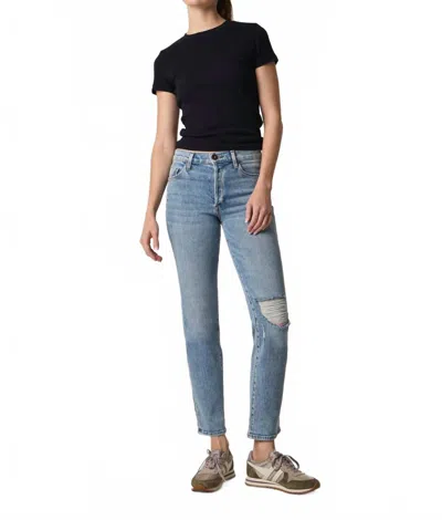 Edyson Dean High Rise Straight Leg Jeans In Medium Madison In Blue