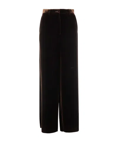 Giorgio Armani Wide-leg Trousers In Viscose And Silk In Black