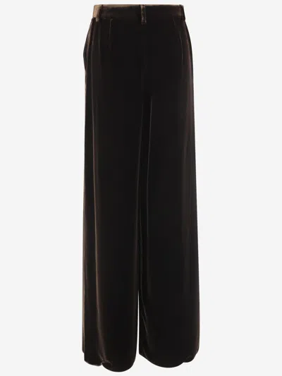 Giorgio Armani Wide-leg Trousers In Viscose And Silk In Black