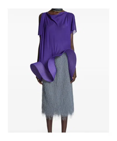 Dries Van Noten Sculpted Ruffled Top In Purple
