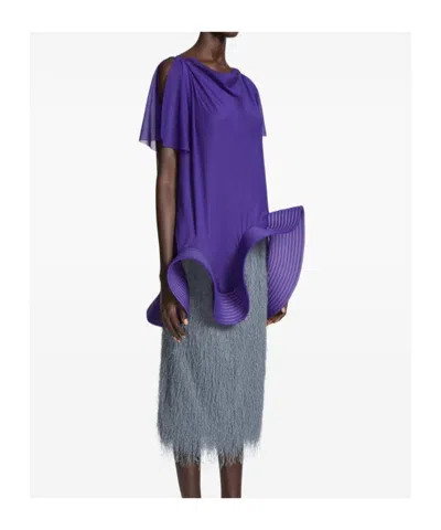 Dries Van Noten Sculpted Ruffled Top In Purple