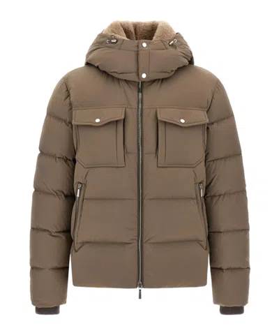 Moorer Cappuccino Nylon Blend Alarick Down Jacket In Brown