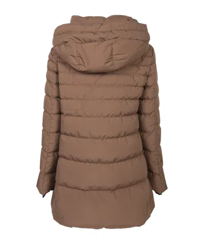 Herno 2 Layer Hooded Down Jacket In Brown
