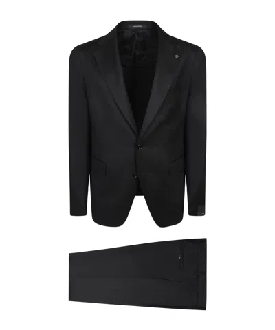 Tagliatore Long-sleeved Blazer And Trousers Set In Black
