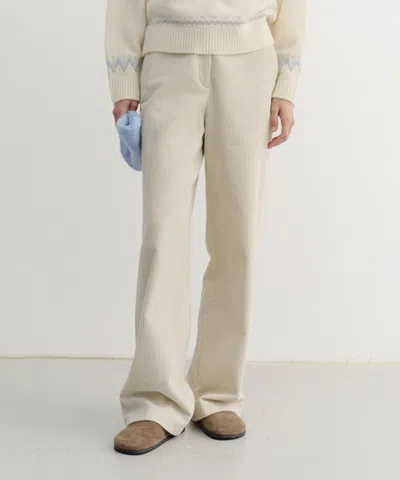 Dunst White Pants With Belt Loops And Wide Leg In Corduroy Woman In Multi