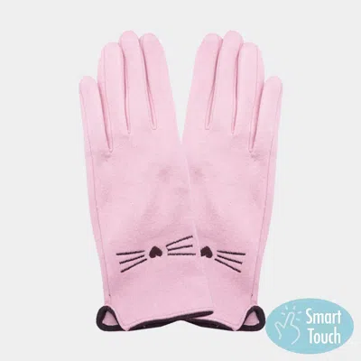 Fashnzfab Cat Pointed Faux Suede Smart Touch Gloves In Pink