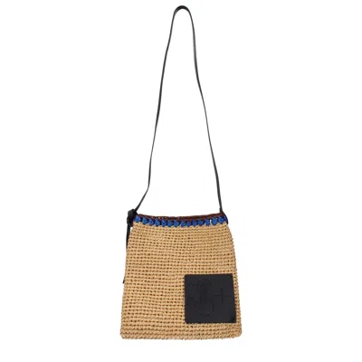 Jil Sander Raffia Crossbody Men's Bags In Brown