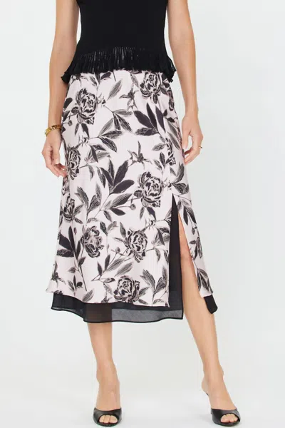 Current Air Lorena Floral Skirt In Black/white Multi In Multi
