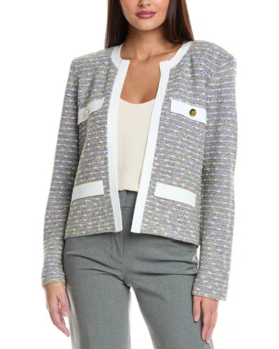 St John St. John Slub Tweed Knit Jacket In Gray