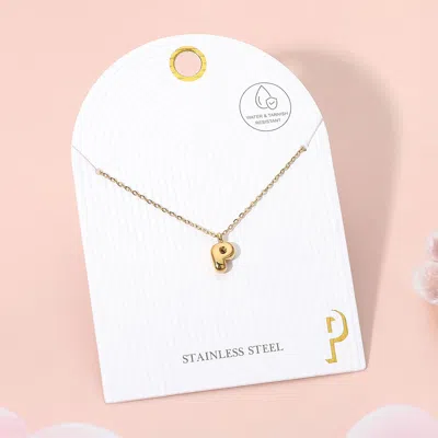Fashnzfab -p- Stainless Steel Monogram Pendant Necklace - Gold, ~p~ In Gold