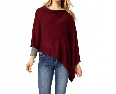 Coco + Carmen Asymmetrical Lightweight Poncho In Fig In Red
