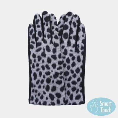 Fashnzfab Fuzzy Fux Fur Leopard Print Smart Touch Gloves In Black