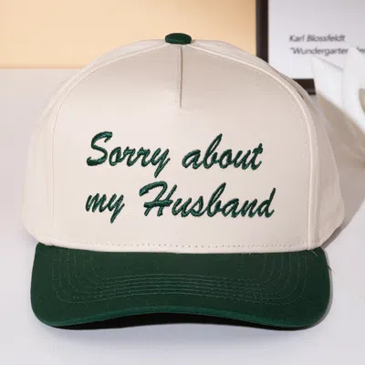 Fashnzfab Sorry About My Husband Message Embroidered Five Panel Canvas Snapback Baseball Cap In Green