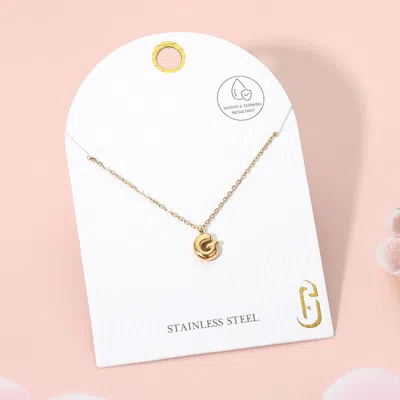Fashnzfab -g- Stainless Steel Monogram Pendant Necklace - Gold, ~g~ In Gold